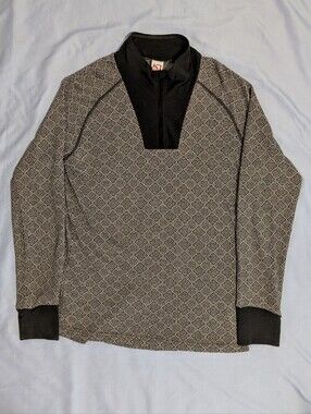 Kari Traa Voss Knit Wool Cashmere Half-Zip Baselayer Top Grey Pattern Women's XL